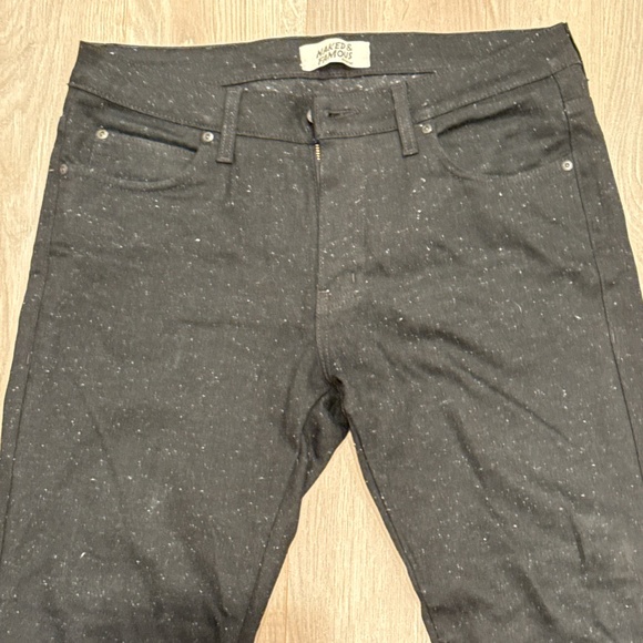 Naked and Famous raw denim in black w marled white dots, size 34 - Picture 3 of 9